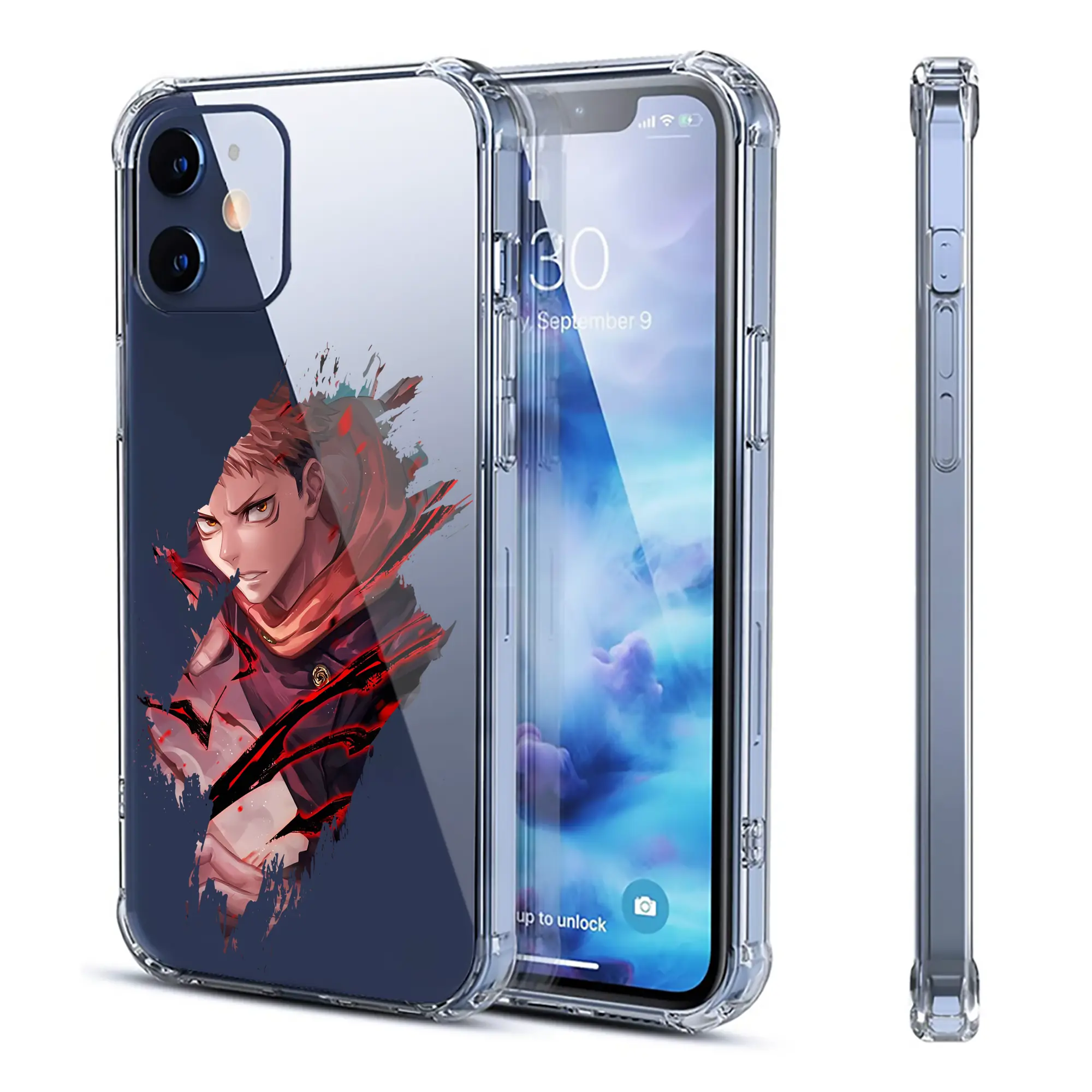 呪術廻戦 グッズ,虎杖 悠仁 - IPhone 12シリーズ対応 ・ 透明スマホケース ・ クリアソフトケース ・ TPU素材 ・ 耐衝撃 ・ 高密着 ・ 防汚 防指紋 ・ 簡単着脱